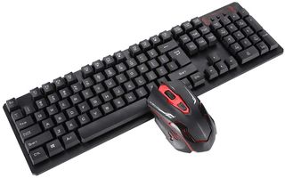 HK6500 Portable 2.4GHz Wireless Gaming Keyboard and Mouse Combo Suspended Keycap Mechanical Feel Gaming Keyboard Ergonomic Mouse 4-Level DPI Control 10m Wireless Connection(Black)