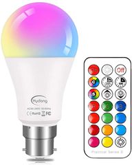 Colour Changing Bulb B22 10W Dimmable, RGBW LED Light Bulbs Mood Lighting with 21key Remote Control,Dual Memory Function,12 Color Choices for Home Decoration Bar Party KTV Stage Effect Lights [Energy