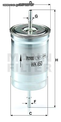 Φίλτρο καυσίμου MANN-FILTER WK850 Volvo S80 2400cc Turbo 200ps 2000-2006 (30817997)