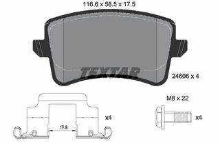 Σετ τακάκια, δισκόφρενα TEXTAR 2460602 Audi A4 8K2 3200cc FSI Quattro 258ps 2008-2010 (8K0098601E,8K0098601F,8K0698451A,8K0698451B,8K0698451C)