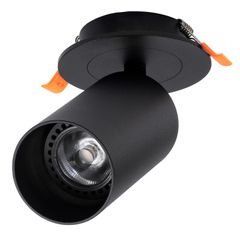 Χωνευτό κινούμενο φωτιστικό Downlight σποτ LEO με ντουί 1 x GU10 AC 220-240V IP20 μαύρο ματ 9x9x17cm κοπή 7x7cm