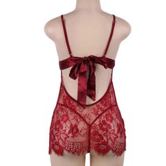 Plus Size Please Me Red Babydoll with String-thumb-2