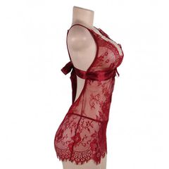 Plus Size Please Me Red Babydoll with String-thumb-1