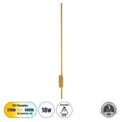 Μοντέρνο φωτιστικό τοίχου LED kelvo® HARLEM 18W 2160lm 120° AC 220-240V IP20 ρυθμιζόμενο λευκό CCT με εναλλαγή χρωμάτων 2700K/4500K/6000K χρυσό βούρτσας 5x4x120cm