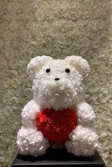 Αρκουδάκι Από Τεχνητά Τριαντάφυλλα Rose Bear Λευκό με Κόκκινο 40cm-thumb-1