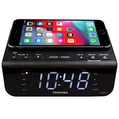 TOSHIBA AUDIO BLUETOOTH SPEAKER & QI CHARGING ALARM CLOCK RADIO TY-WCR10