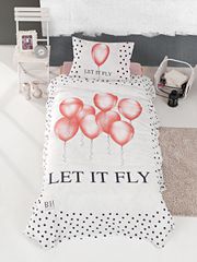 Σετ πάπλωμα μονό Fly Art 6110 διαστάσεων 160x240cm σε χρώμα εκρού με ροζ