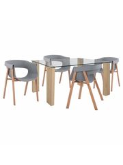 ΣΕΤ ΤΡΑΠΕΖΑΡΙΑ 5ΤΜΧ ΜΕ ΤΡΑΠΕΖΙ MORGAN 140Χ80X75 - ΠΟΛΥΘΡΟΝΕΣ MEGHAN ΓΚΡΙ HM11408