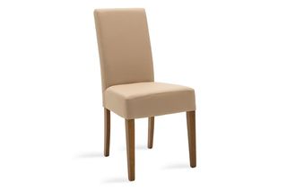 Καρέκλα "DITTA" από μασίφ-τεχνόδερμα σε καρυδί-μόκα χρώμα 45x58x96