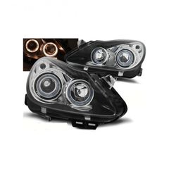  Φανάρια Εμπρός Opel Corsa D (06-11) Μαύρο, Με Angel Eyes eautoshop gr 