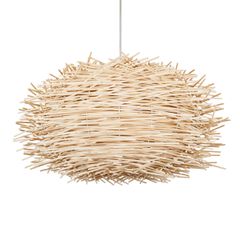 BOHO Κρεμαστό Φωτιστικό MINORCA Μονόφωτο 1 x E27 Μπεζ Μπαμπού Καμπάνα Φ60 x Υ35cm