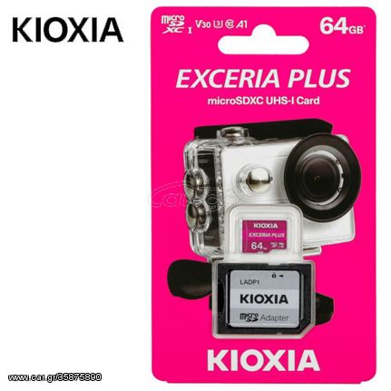 KIOXIA 4K MICRO SD 64GB EXCERIA PLUS UHS I U3 WITH ADAPTER M303 LMPL1M064GG2