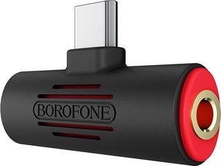 BOROFONE αντάπτορας BV8C 2in1, Type-C σε Type-C & 3.5mm, μαύρος (BRF-BV8C-BK)