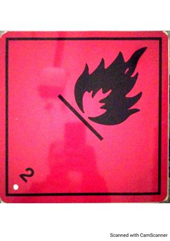 ADR Πινακίδα μεταλλική φλόγα με δείκτη "2" για εύφλεκτο αέριο (30cm x 30cm)