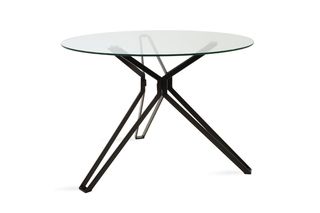 Τραπέζι στρόγγυλο "ARYAN" από γυαλί-inox σε διάφανο-μαύρο χρώμα Φ110x75