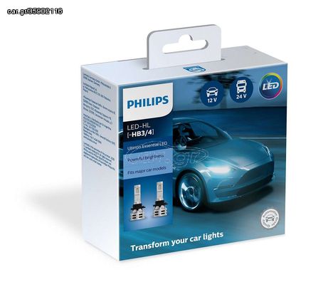 PHILIPS HΒ3/ΗΒ4 Ultinon Essential Led 12V 24V 24W 6500K 11005UE2X2 2τμχ