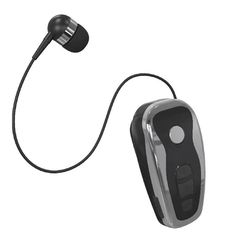 KTR-Q7 Bluetooth Μονό Ακουστικό με Καλώδιο που μαζεύει Μαύρο-Ασημί Σύνδεση με 2 Συσκευές V 5.0 OEM