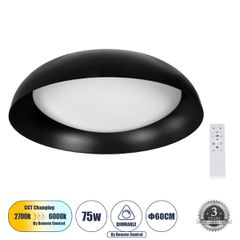 Πλαφονιέρα Οροφής LED ANATOLIA CCT 75W 8625lm 120° AC 220-240V - Εναλλαγή Φωτισμού μέσω Τηλεχειριστηρίου All In One - Μαύρο
