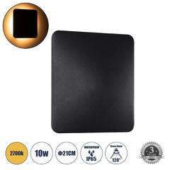Μοντέρνα απλίκα τοίχου LED kelvo® HELIO-S 10W 1150lm 120° AC 220-240V IP65 θερμό λευκό 2700K μαύρο ματ 21x5x21cm