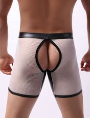 Men's Pants With 5 Points Mesh Low-waist perspective Exposed Hip