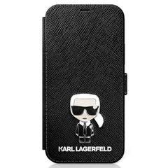 Karl Lagerfeld KLFLBKP12MIKMSBK iPhone 12/12 Pro 6.1 black / black book Saffiano Ikonik Metal