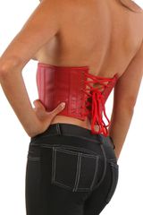 Leatherate Corset with zip front Red-thumb-2