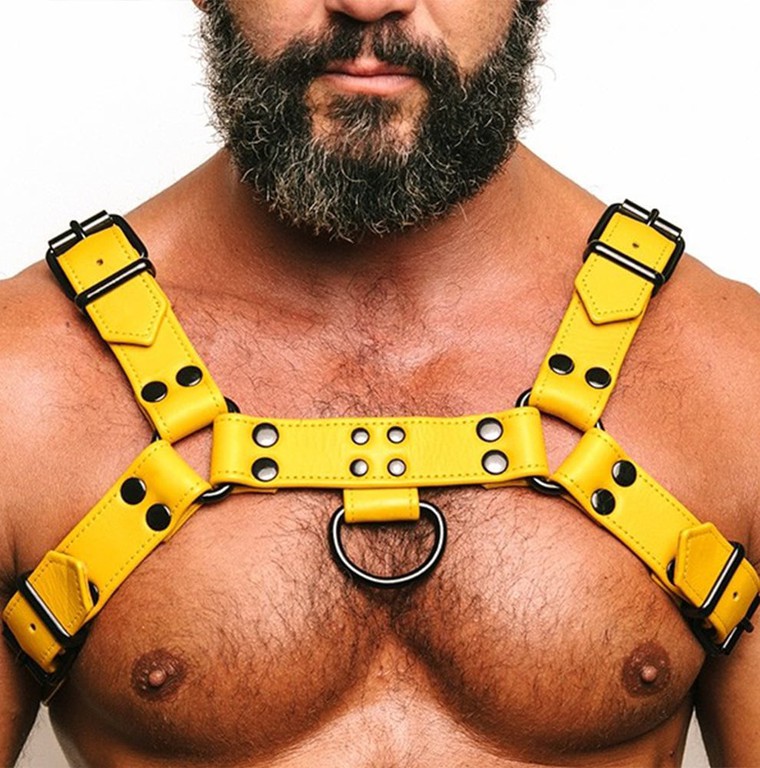 Fetish Gear Solid Colour H Front Harness - Yellow