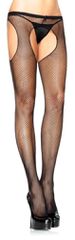 Fishnet Suspender Pantyhose - Black One Size