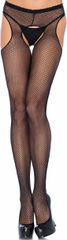 Fishnet Suspender Pantyhose - Black One Size-thumb-1