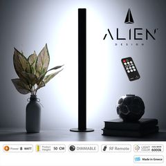 GloboStar® ALIEN-DIVA-BLACK-50-1 ALIEN Design DIVA Μοντέρνο Minimal Nordic Μεταλλικό Φωτιστικό Επιτραπέζιο - Πορτατίφ - Λαμπατέρ Μαύρο LED 8W 1120lm με Ασύρματο Χειριστήριο RF & Dimmer IP20 Ψυχρό Λευκ