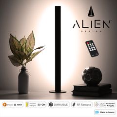 GloboStar® ALIEN-DIVA-BLACK-50-2 ALIEN Design DIVA Μοντέρνο Minimal Nordic Μεταλλικό Φωτιστικό Επιτραπέζιο - Πορτατίφ - Λαμπατέρ Μαύρο LED 8W 1040lm με Ασύρματο Χειριστήριο RF & Dimmer IP20 Φυσικό Λευ