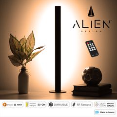 GloboStar® ALIEN-DIVA-BLACK-50-3 ALIEN Design DIVA Μοντέρνο Minimal Nordic Μεταλλικό Φωτιστικό Επιτραπέζιο - Πορτατίφ - Λαμπατέρ Μαύρο LED 8W 960lm με Ασύρματο Χειριστήριο RF & Dimmer IP20 Θερμό Λευκό