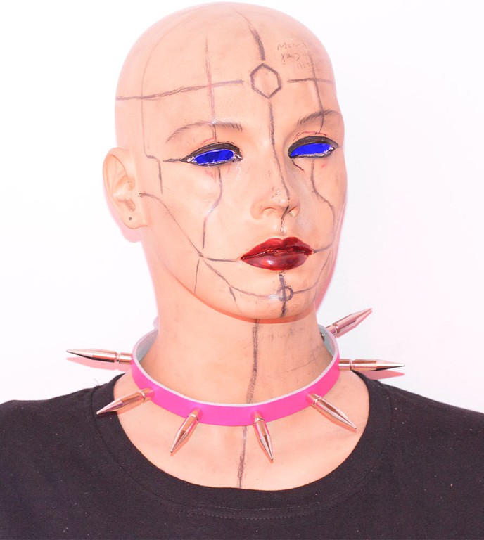 Kinksters Ροζ Chocker με Καρφιά - 1 Row