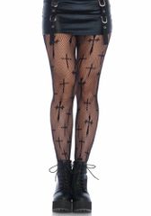 Cross net pantyhose, black, O/S