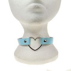 Δερμάτινο Χειροποίητο Κολάρο Row Heart Fitting Choker (Γαλάζιο) - BULLET69