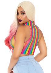 Rainbow net high neck crop top-thumb-1