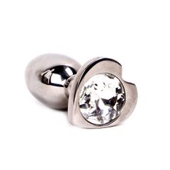 Stainless steel Heartshaped Jewelled Buttplug