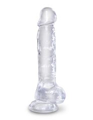 King Cock 8" Clear Cock with Balls in Clear