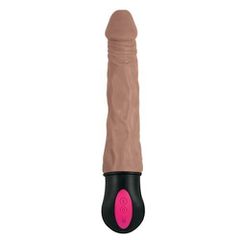 Realistic Warming and Vibrating Dildo 18 cm - Brown Επαναφορτιζόμενος Δονητής Πολυτελείας
