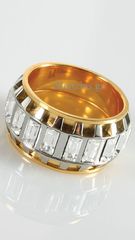 Gold Steel Crystal Visetti Ring