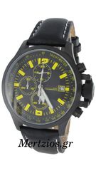 Dissoni Black Leather Strap Chronograph Black Watch D715