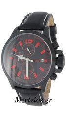 Dissoni Black Leather Strap Chronograph Black Watch D716