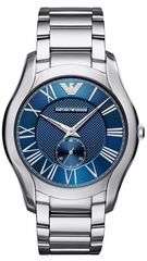 Ρολόι Emporio Armani με ασημί μπρασελέ και μπλε καντράν AR11085