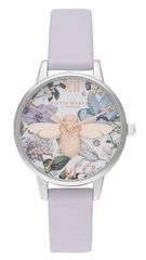 Ρολόι Olivia Burton Bejewelled Floral 3D Bee με μωβ λουράκι OB16BF22