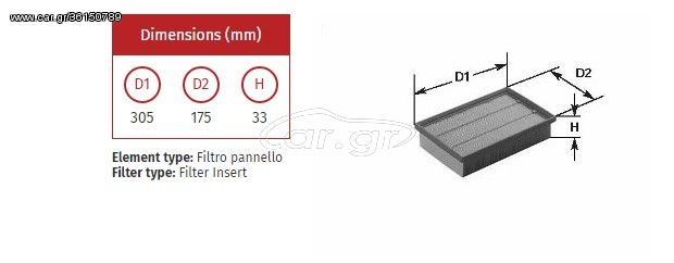 ΦΙΛΤΡΟ ΑΕΡΟΣ ALFA ROMEO 33 1.3-1.5cc ALFA ROMEO 145-146 BOXER 1.4-1.6cc MA 434