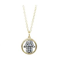 Κολιέ ασημένιο επιχρυσωμένο με λευκά ζιργκόν το χέρι της καλής τύχης S1994