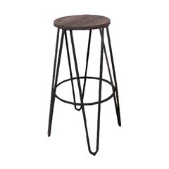 Ε5207,10 ARCO Wood Σκαμπό BAR, Μέταλλο Βαφή Antique Black, Ξύλο Απόχρωση Dark Oak  Φ52cm H.76cm ( Κάθισμα Φ33cm) Σκαμπό Bar,  Μαύρο/Καρυδί,  Μέταλλο/Ξύλο, , 1 Τεμάχιο