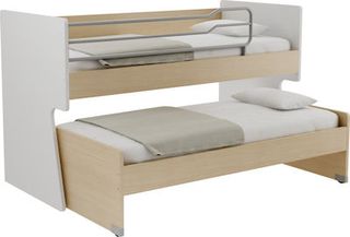 Alfa Set Bee 90x200cm Χαμηλή Κουκέτα - Χρώμα Δρυς Φυσικό & Λευκό