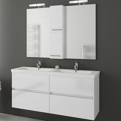 Luxus 120 White Gloss - Πάγκος με Νιπτήρα & Καθρέπτη