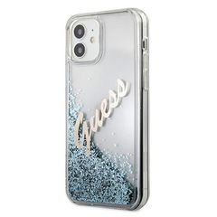 Guess GUHCP12SGLVSBL iPhone 12 mini 5.4" blue/blue hardcase Glitter Vintage Script-thumb-1